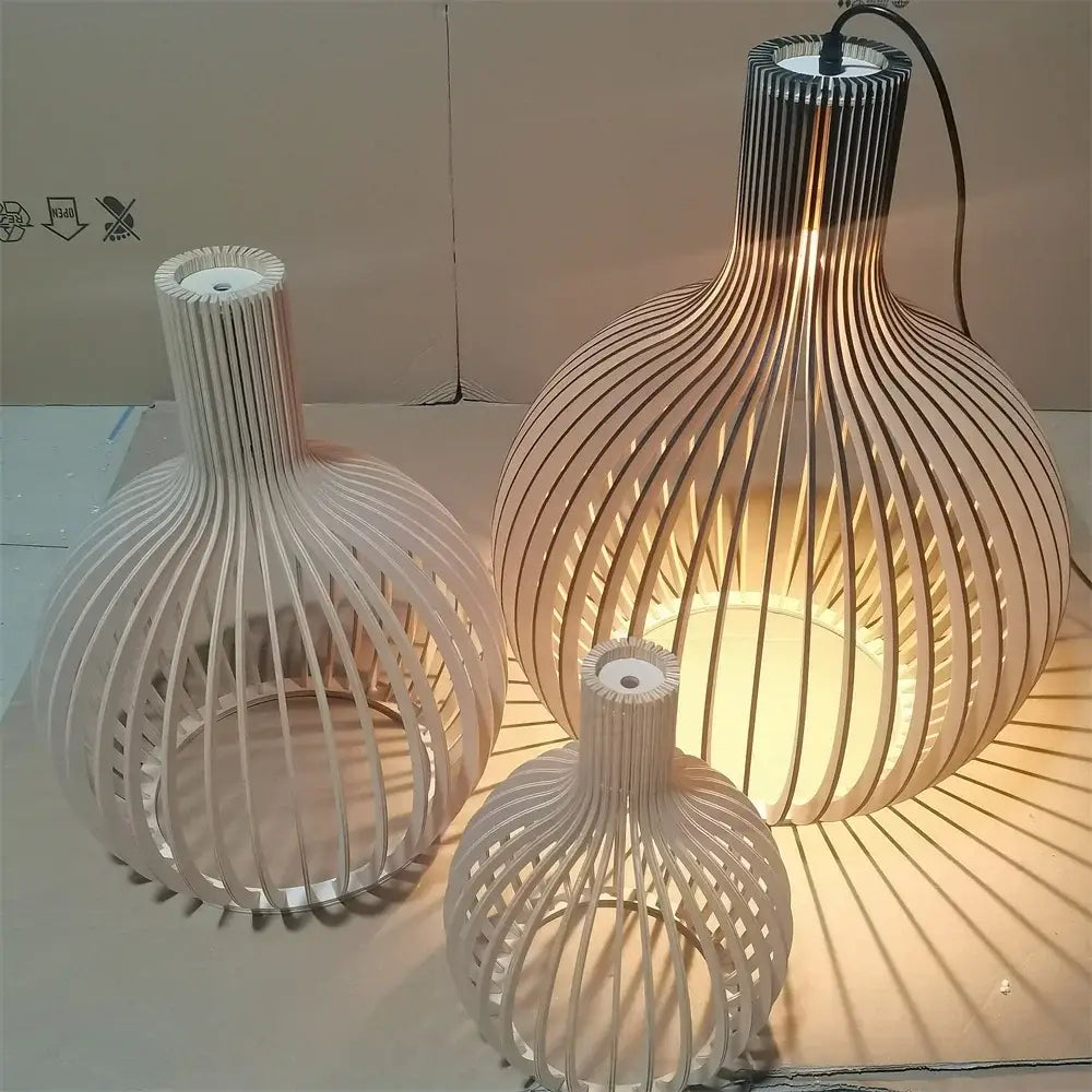 Decorbites black wood cage chandelier spherical living room lamp