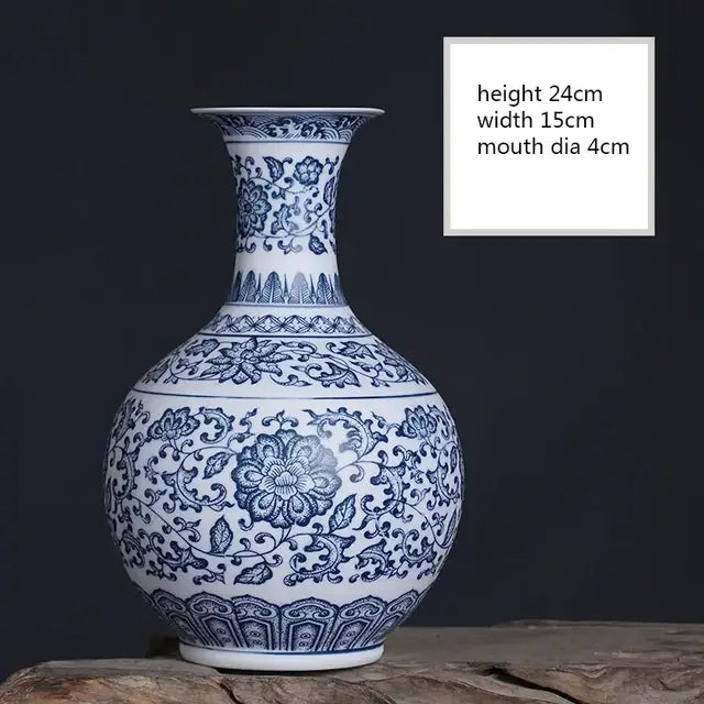DecorBites™ Blue and White Ceramic Vase - Elegant Home Decor