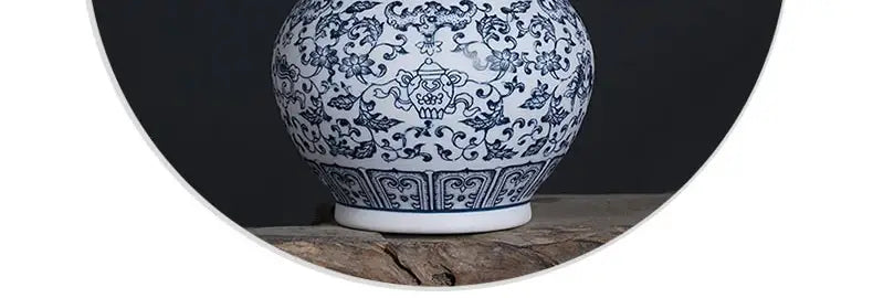 DecorBites™ Blue and White Ceramic Vase - Elegant Home Decor