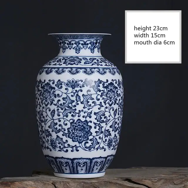 DecorBites™ Blue and White Ceramic Vase - Elegant Home Decor