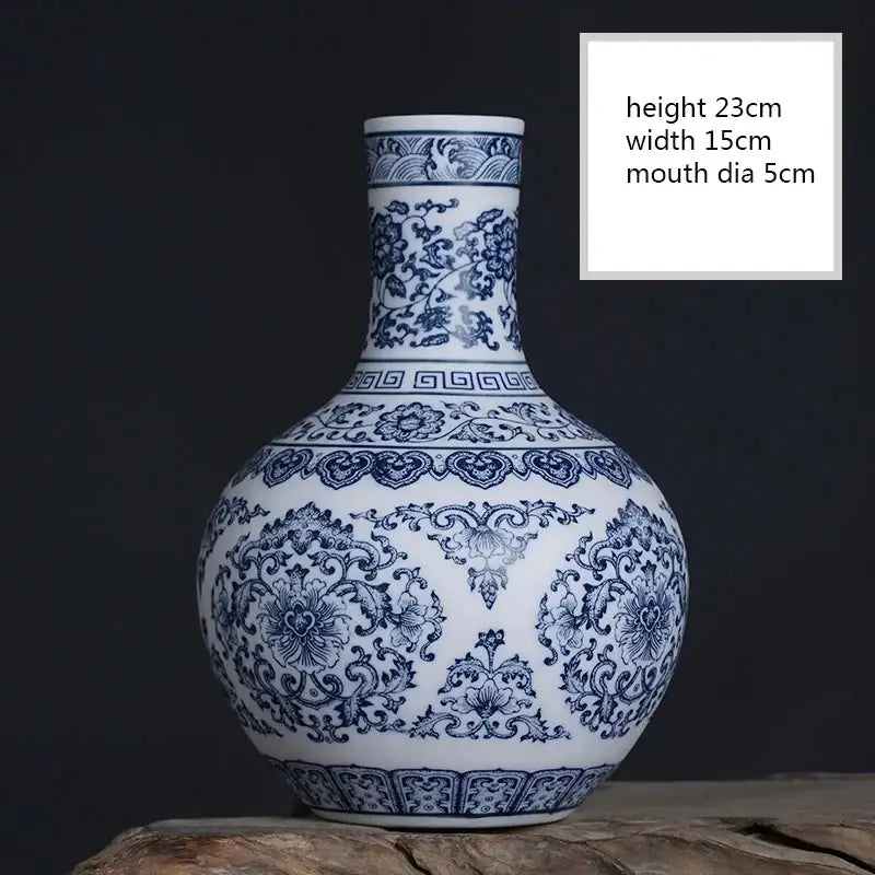 DecorBites™ Blue and White Ceramic Vase - Elegant Home Decor