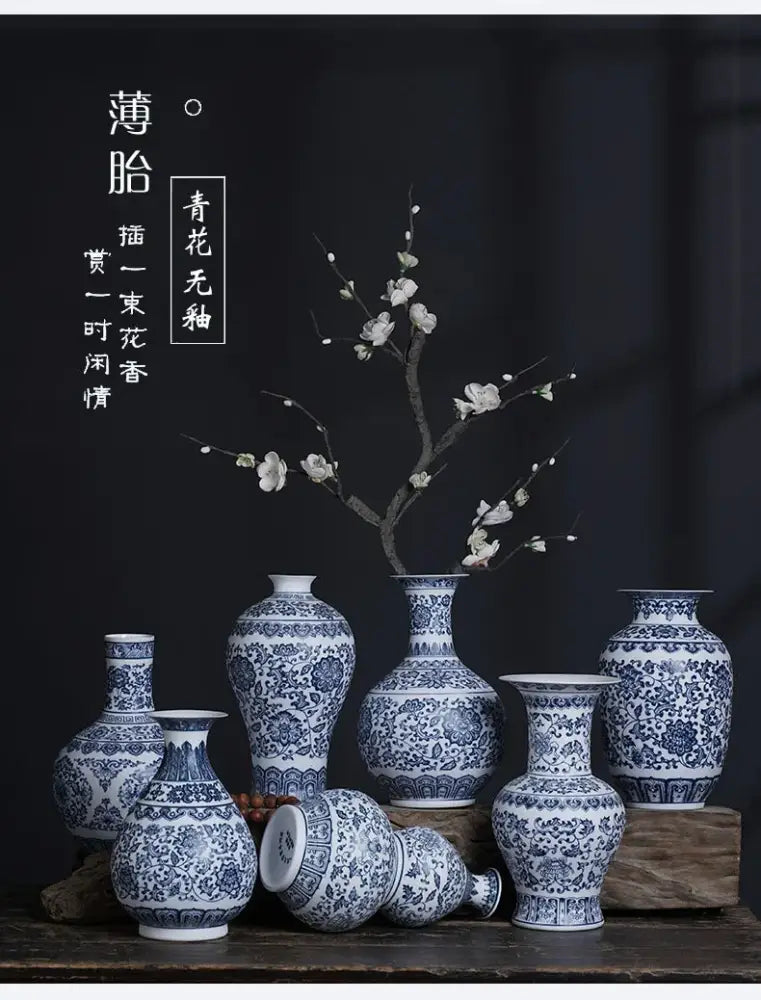 DecorBites™ Blue and White Ceramic Vase - Elegant Home Decor