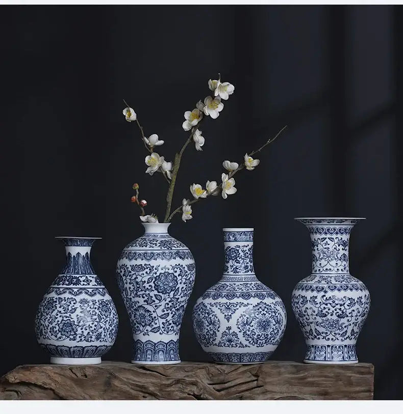 DecorBites™ Blue and White Ceramic Vase - Elegant Home Decor