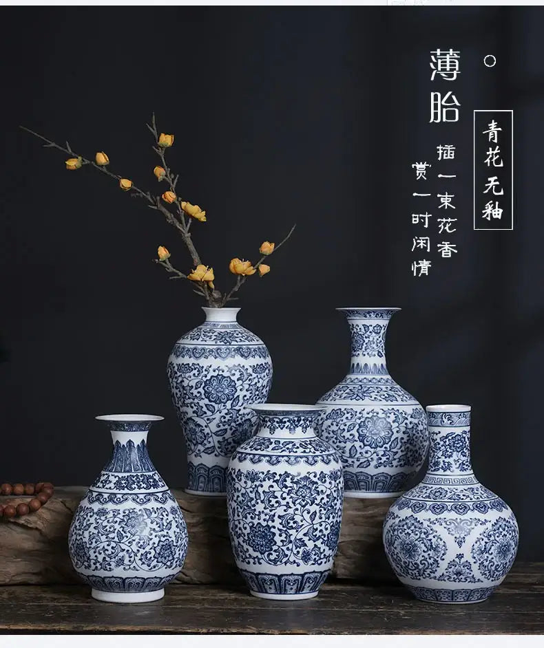 DecorBites™ Blue and White Ceramic Vase - Elegant Home Decor