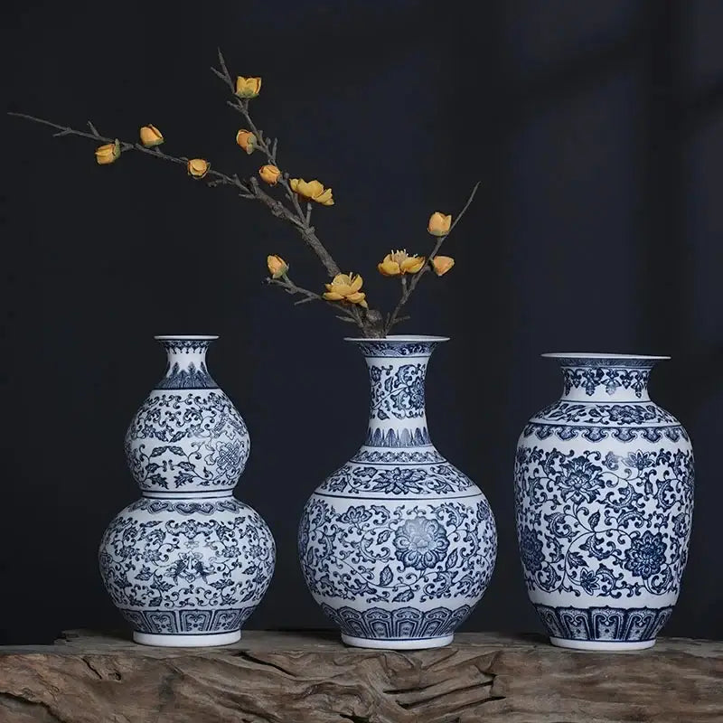 DecorBites™ Blue and White Ceramic Vase - Elegant Home Decor