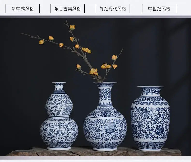 DecorBites™ Blue and White Ceramic Vase - Elegant Home Decor