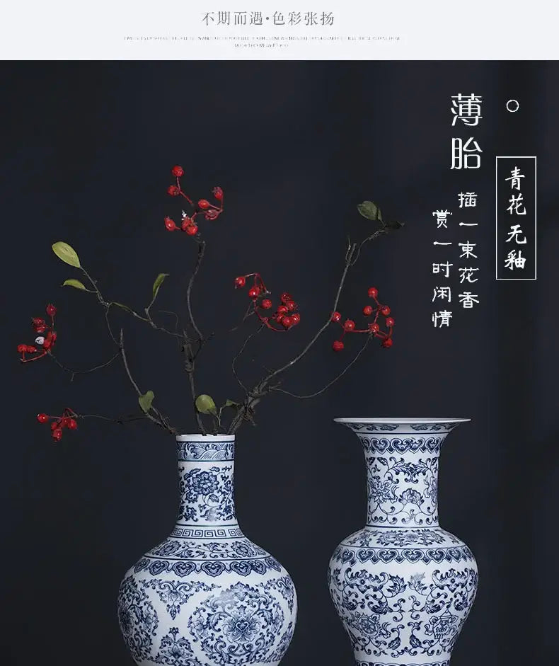 DecorBites™ Blue and White Ceramic Vase - Elegant Home Decor