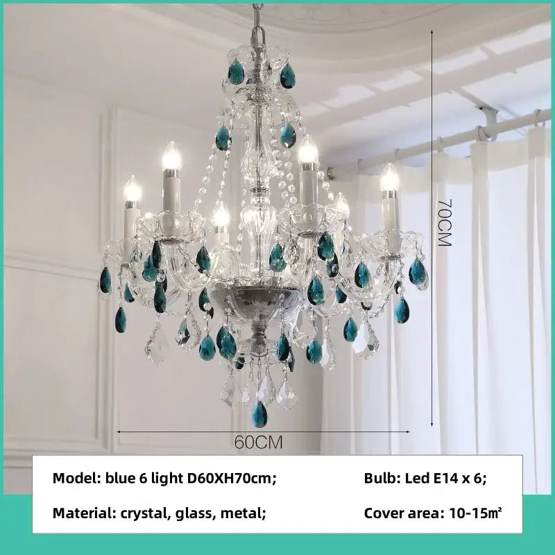 Decorbites blue crystal chandelier living room teal pendant light