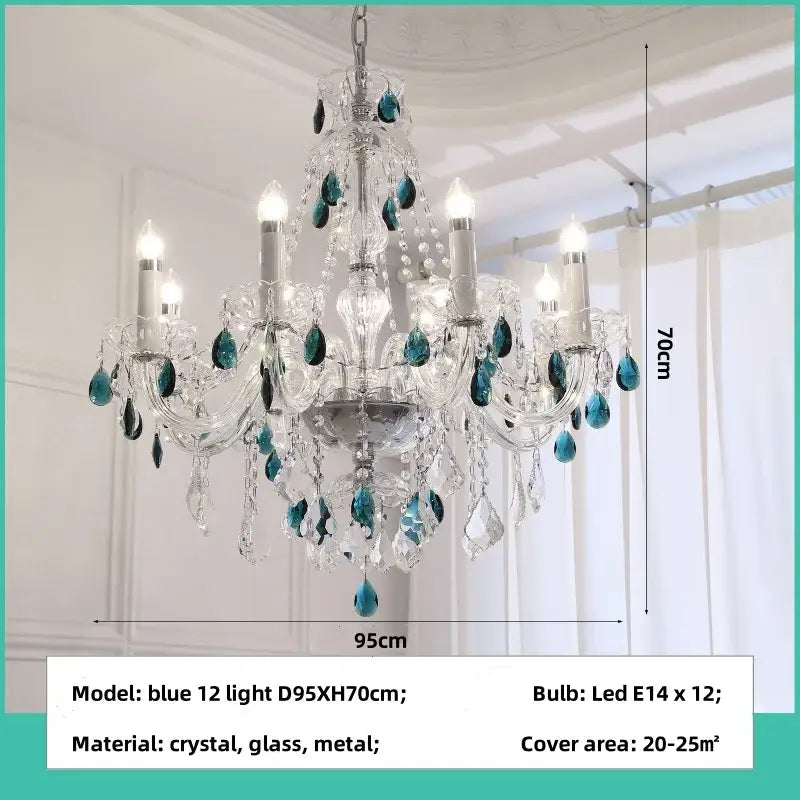 Decorbites blue crystal chandelier living room teal pendant light