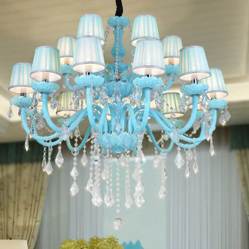 Decorbites blue crystal lamp candle chandelier for living room