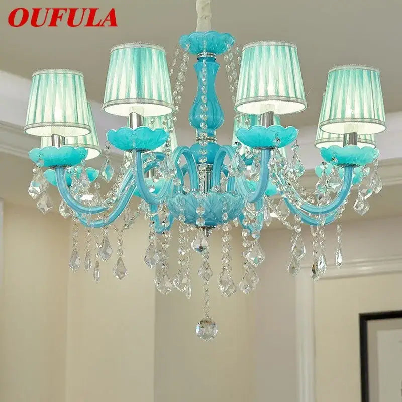 Decorbites blue crystal lamp candle chandelier for living room