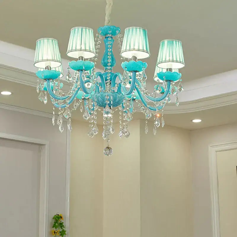 Decorbites blue crystal lamp candle chandelier for living room