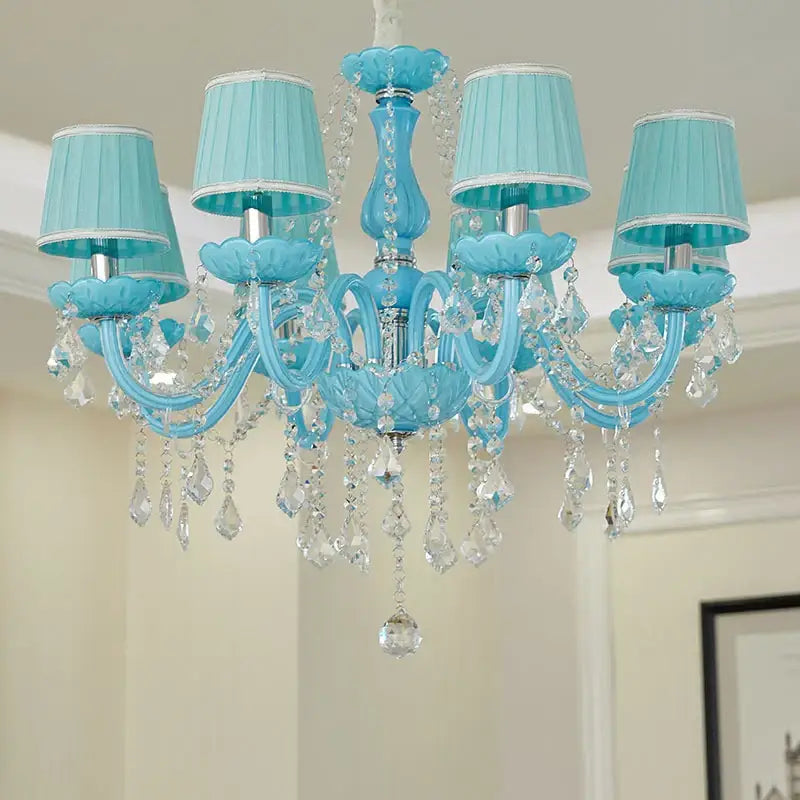 Decorbites blue crystal lamp candle chandelier for living room