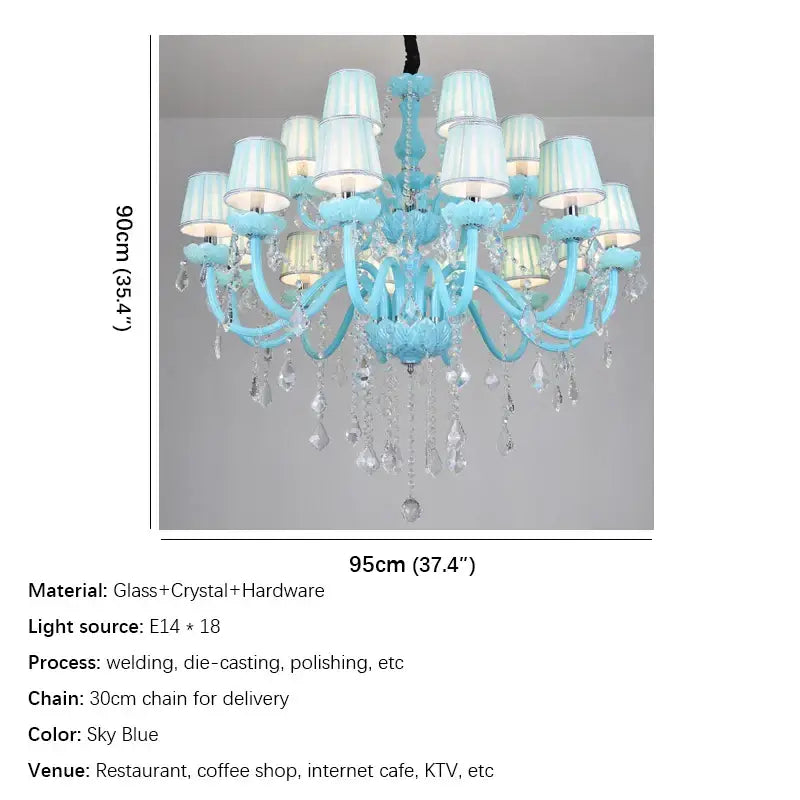 Decorbites blue crystal lamp candle chandelier for living room