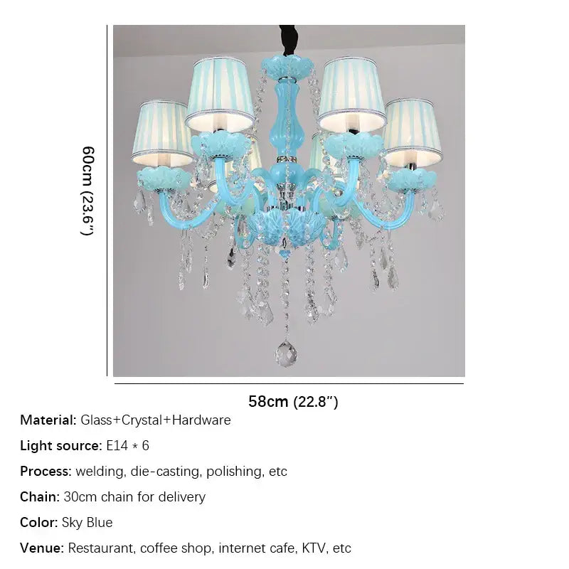 Decorbites blue crystal lamp candle chandelier for living room