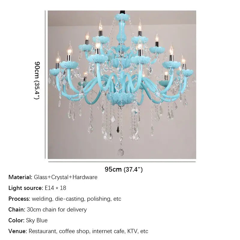 Decorbites blue crystal lamp candle chandelier for living room