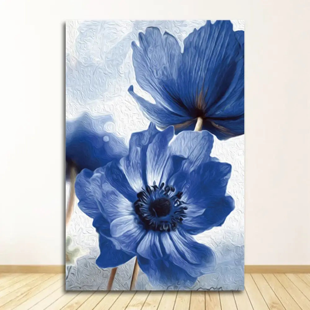 DecorBites™ Blue Flowers Print for Living Room Decor