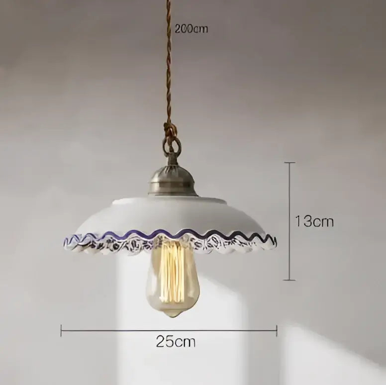 Decorbites blue glass pendant light with black lace for bedroom