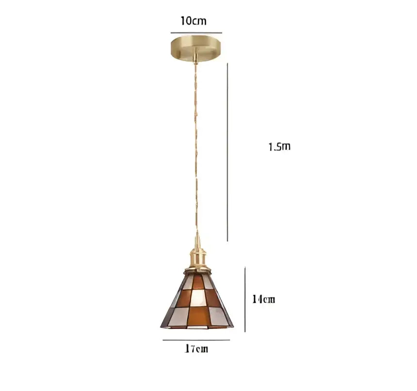 Decorbites blue glass pendant light with gold lace for dining room