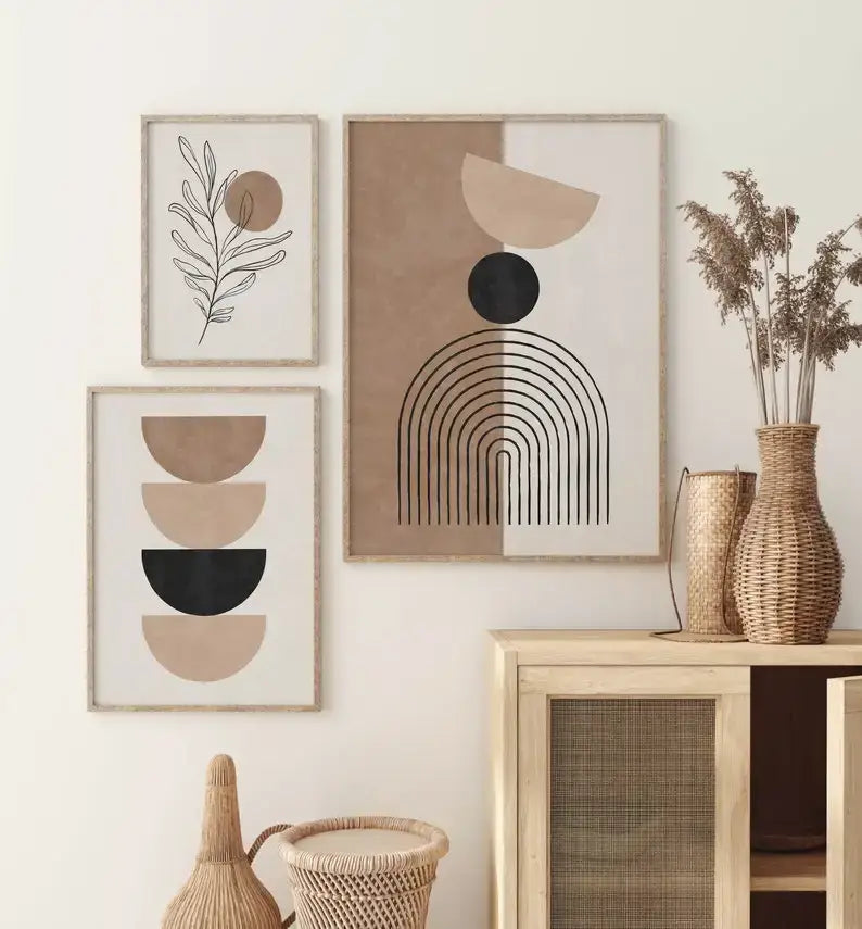 DecorBites™ Bohemian Geometric Plant Wall Art Set