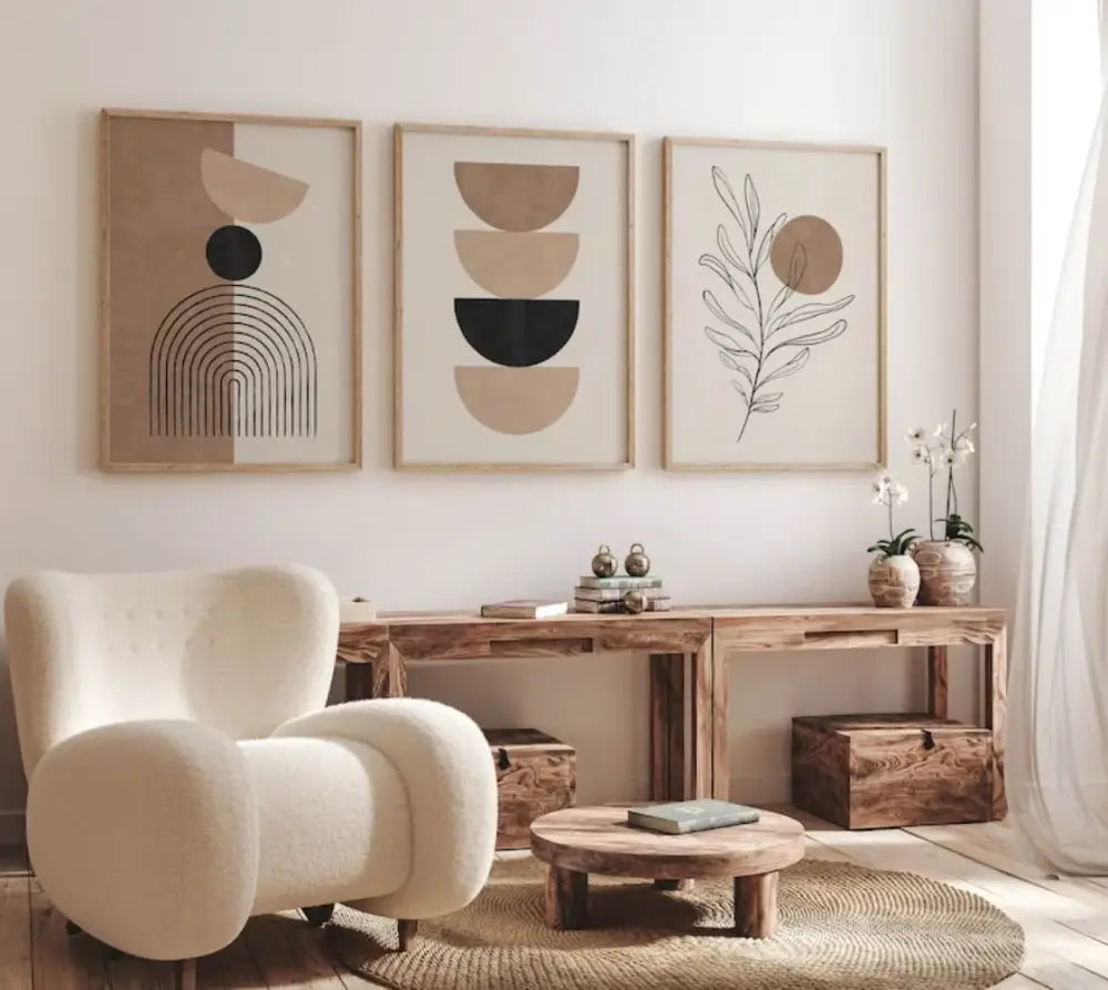 DecorBites™ Bohemian Geometric Plant Wall Art Set