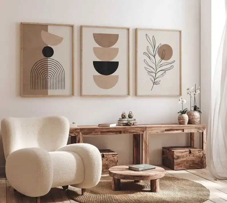DecorBites™ Bohemian Geometric Plant Wall Art Set