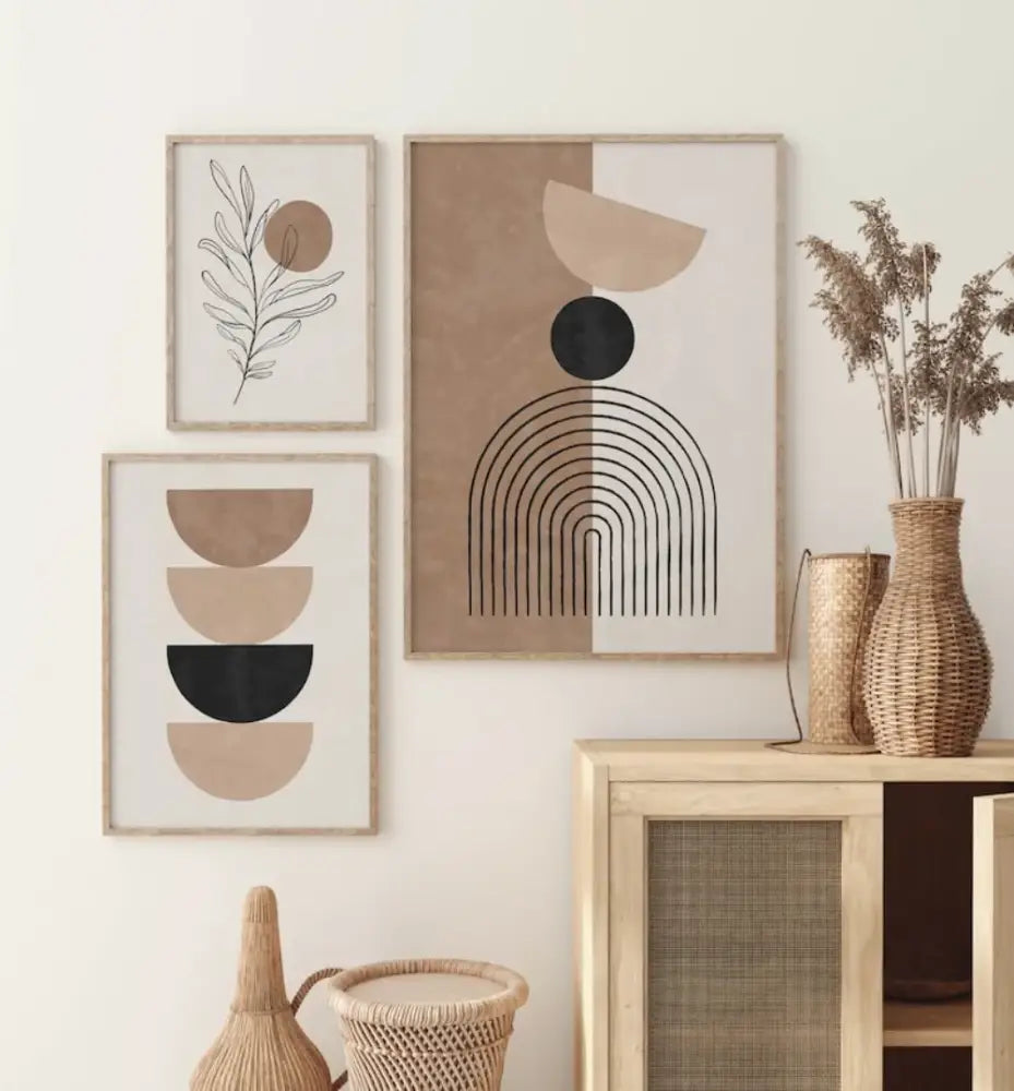 DecorBites™ Bohemian Geometric Plant Wall Art Set