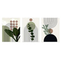 DecorBites™ Bohemian Green Leaves Canvas Wall Art Trio