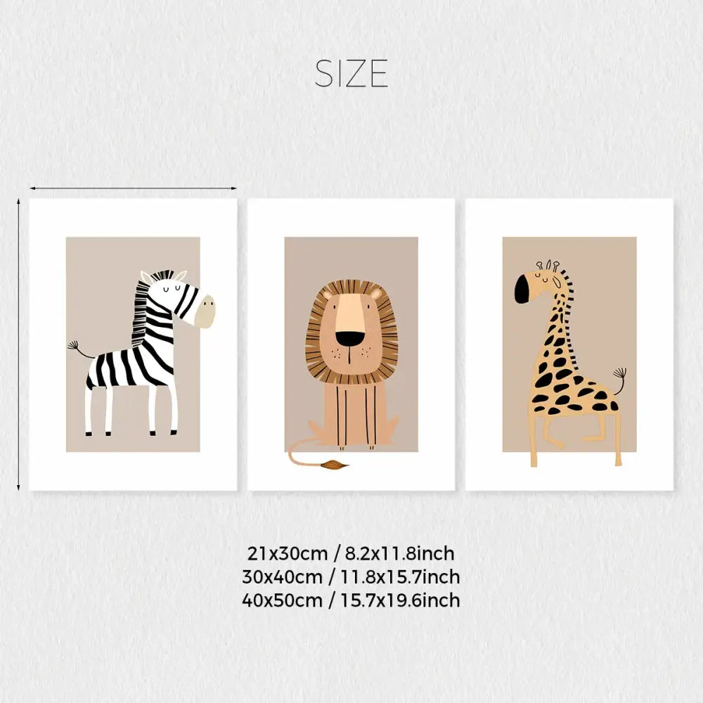 DecorBites™ Bohemian Jungle Animal Toddler Canvas Set