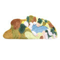 Decorbites boho chic mossy rug blue & beige bath mat for bedroom