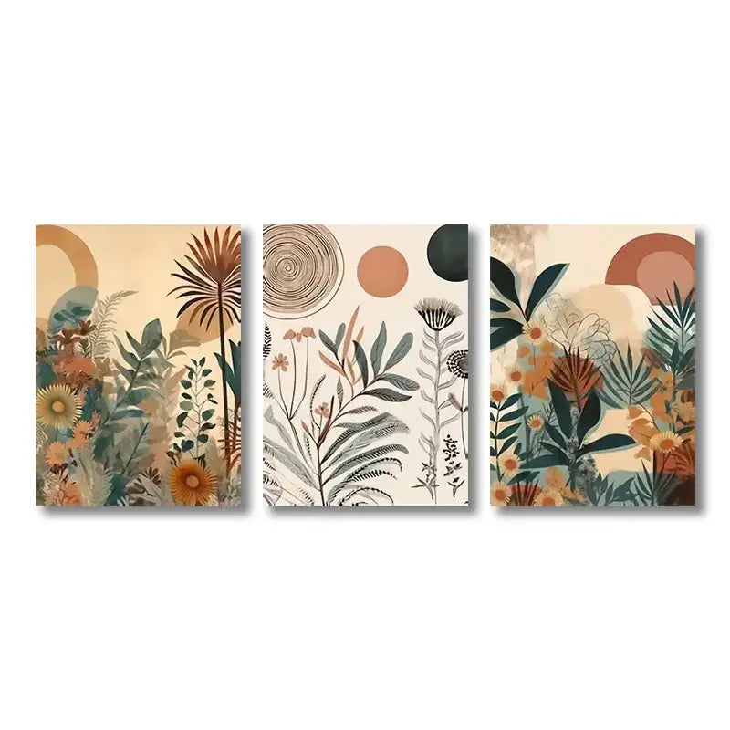 DecorBites™ Boho Floral Modern Canvas Art Set