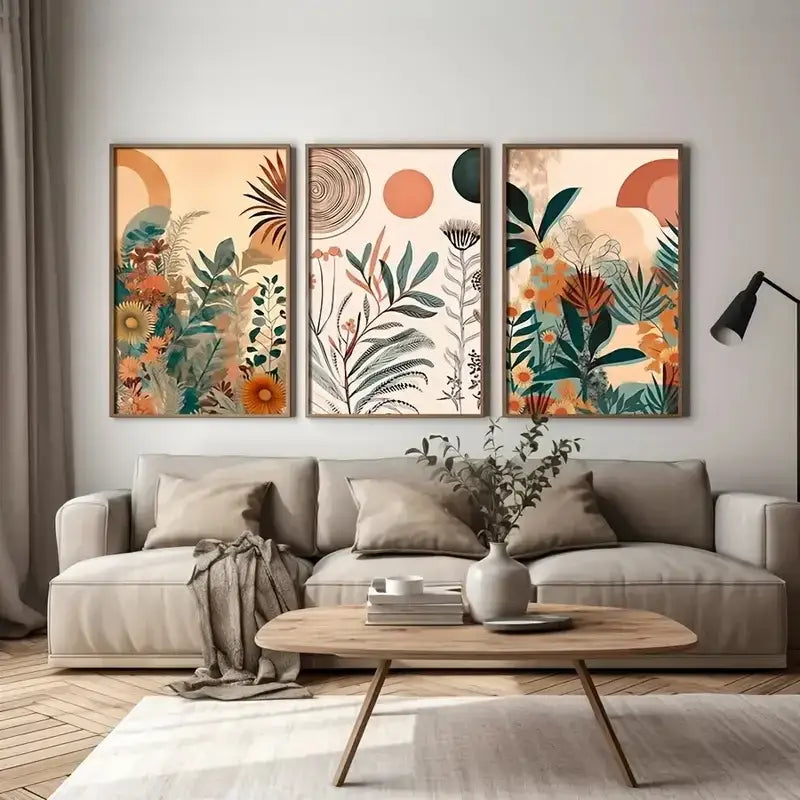 DecorBites™ Boho Floral Modern Canvas Art Set