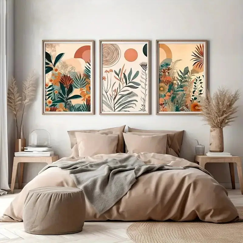 DecorBites™ Boho Floral Modern Canvas Art Set