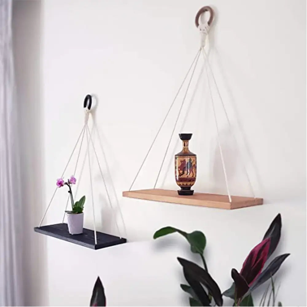 DecorBites™ Boho Macrame Hanging Wall Shelf