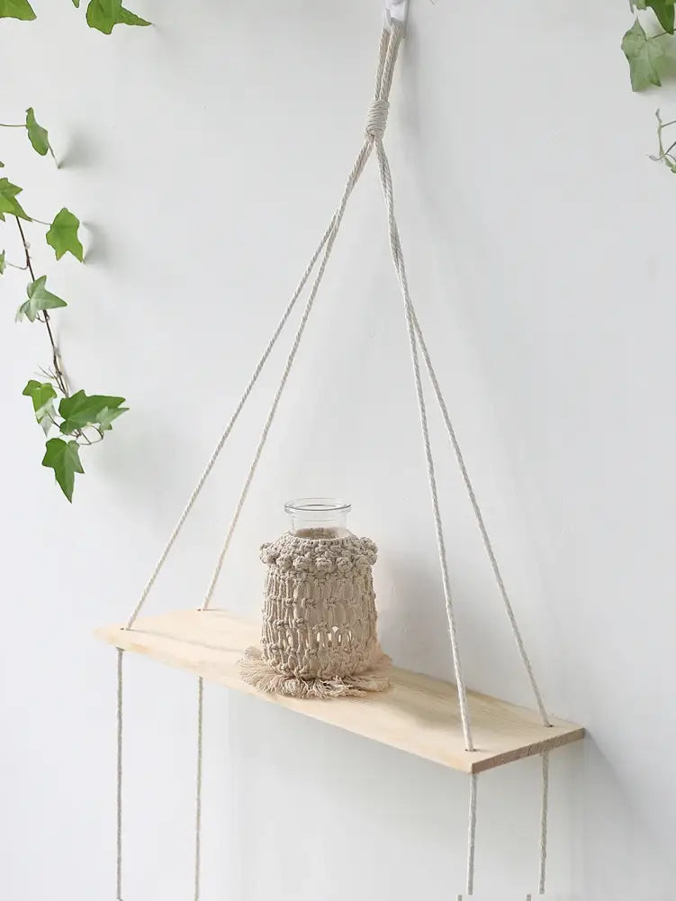 DecorBites™ Boho Macrame Wall Shelf for Home Decor