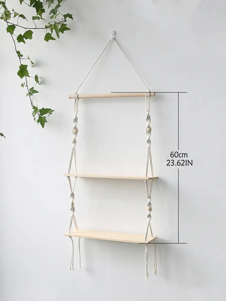 DecorBites™ Boho Macrame Wall Shelf for Home Decor