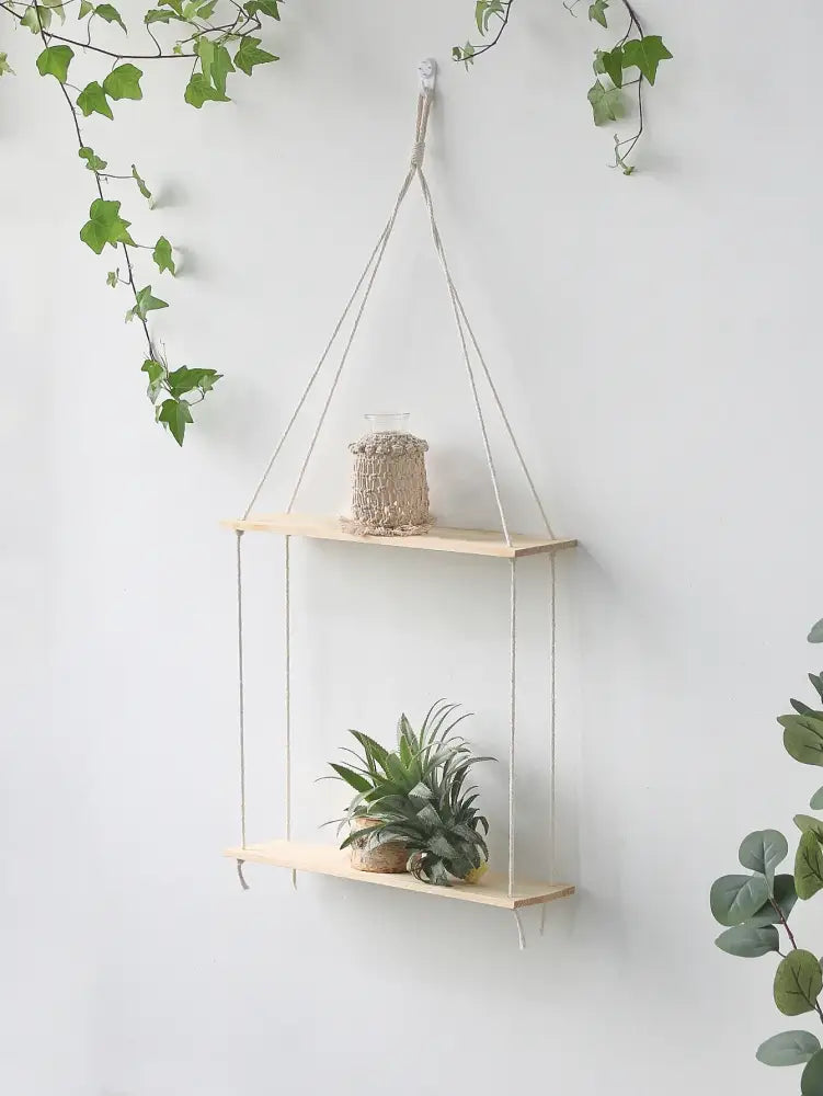 DecorBites™ Boho Macrame Wall Shelf for Home Decor