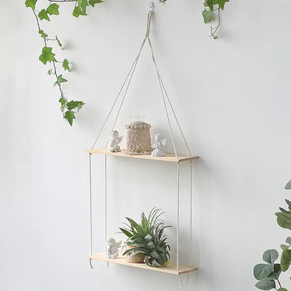 DecorBites™ Boho Macrame Wall Shelf for Home Decor