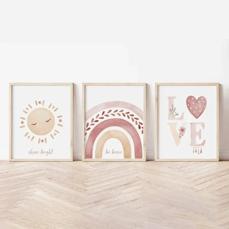 DecorBites™ Boho Rainbow Sunshine Nursery Poster Set