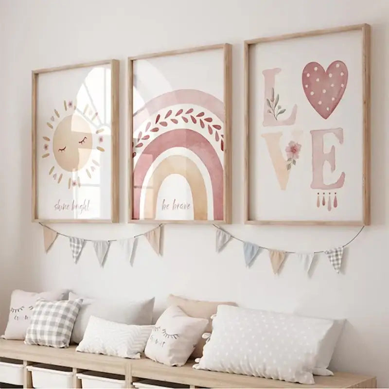 DecorBites™ Boho Rainbow Sunshine Nursery Poster Set
