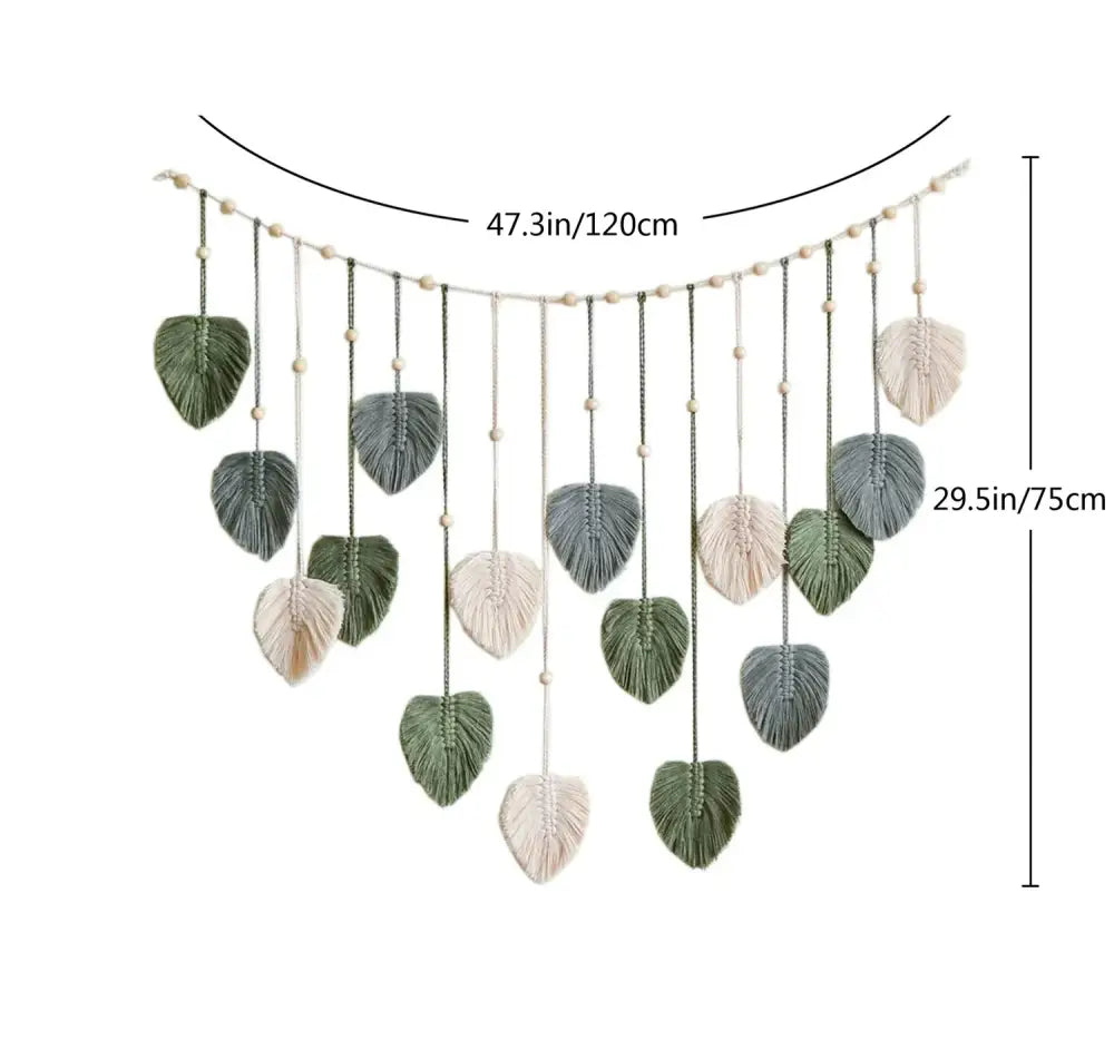 DecorBites™ Boho Style Handmade Tapestry, Room Photo Leaves Wall Decoration Wall Hanging Tapestry For Living Room Office Home Decor