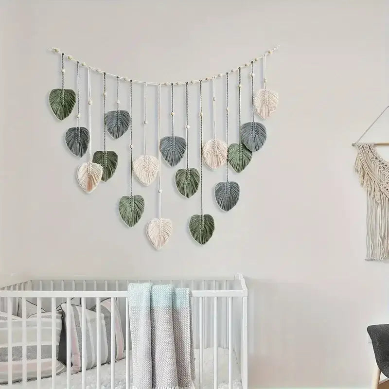 DecorBites™ Boho Style Handmade Tapestry, Room Photo Leaves Wall Decoration Wall Hanging Tapestry For Living Room Office Home Decor
