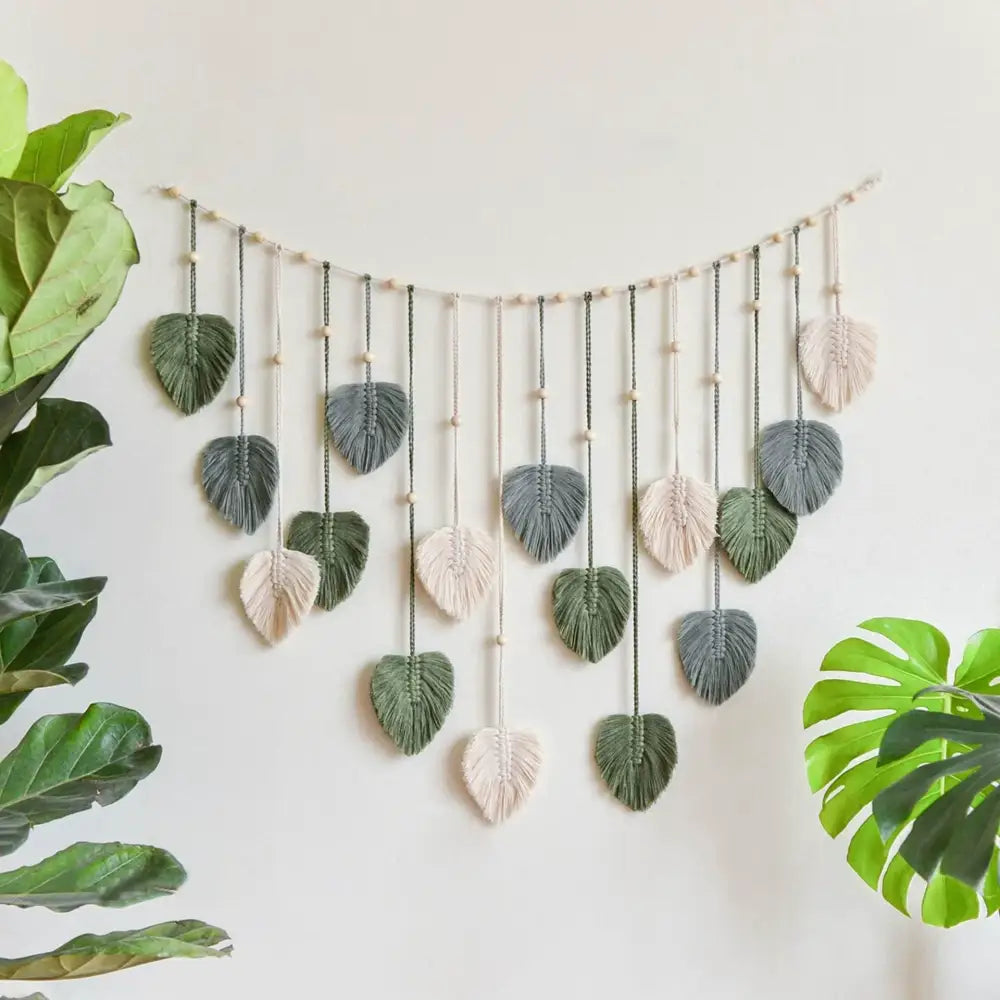 DecorBites™ Boho Style Handmade Tapestry, Room Photo Leaves Wall Decoration Wall Hanging Tapestry For Living Room Office Home Decor
