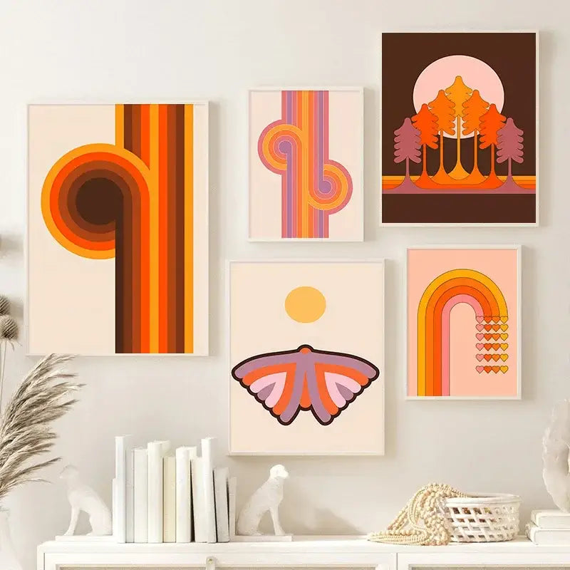 DecorBites™ Boho Sunset Art Print Set for Living Room