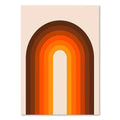 Decorbites™ boho sunset art prints featuring minimalist concentric arched bands in warm tones for living room decor