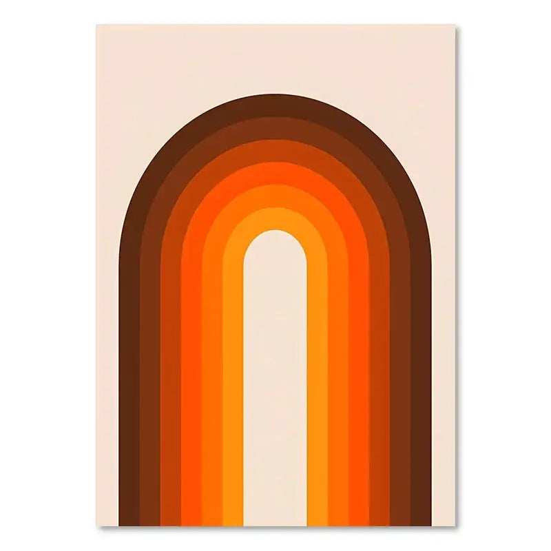 Decorbites™ boho sunset art prints for living room featuring minimalist canvas painting with warm brown orange and cream tones