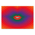Decorbites™ boho sunset art prints featuring vibrant red lips and concentric bands for living room canvas painting