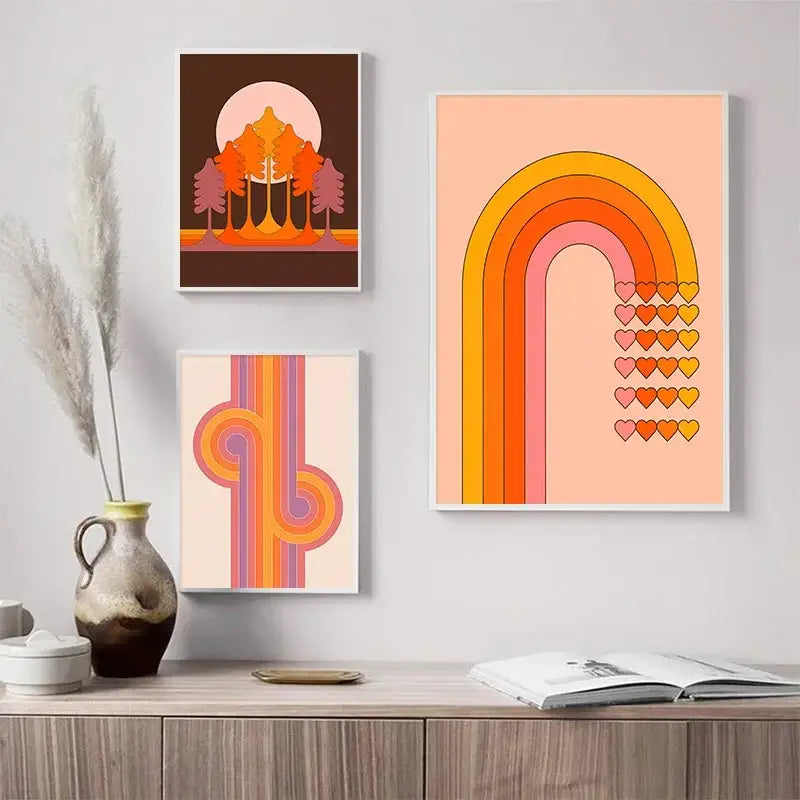 DecorBites™ Boho Sunset Stripes Art Prints - Wall Decor