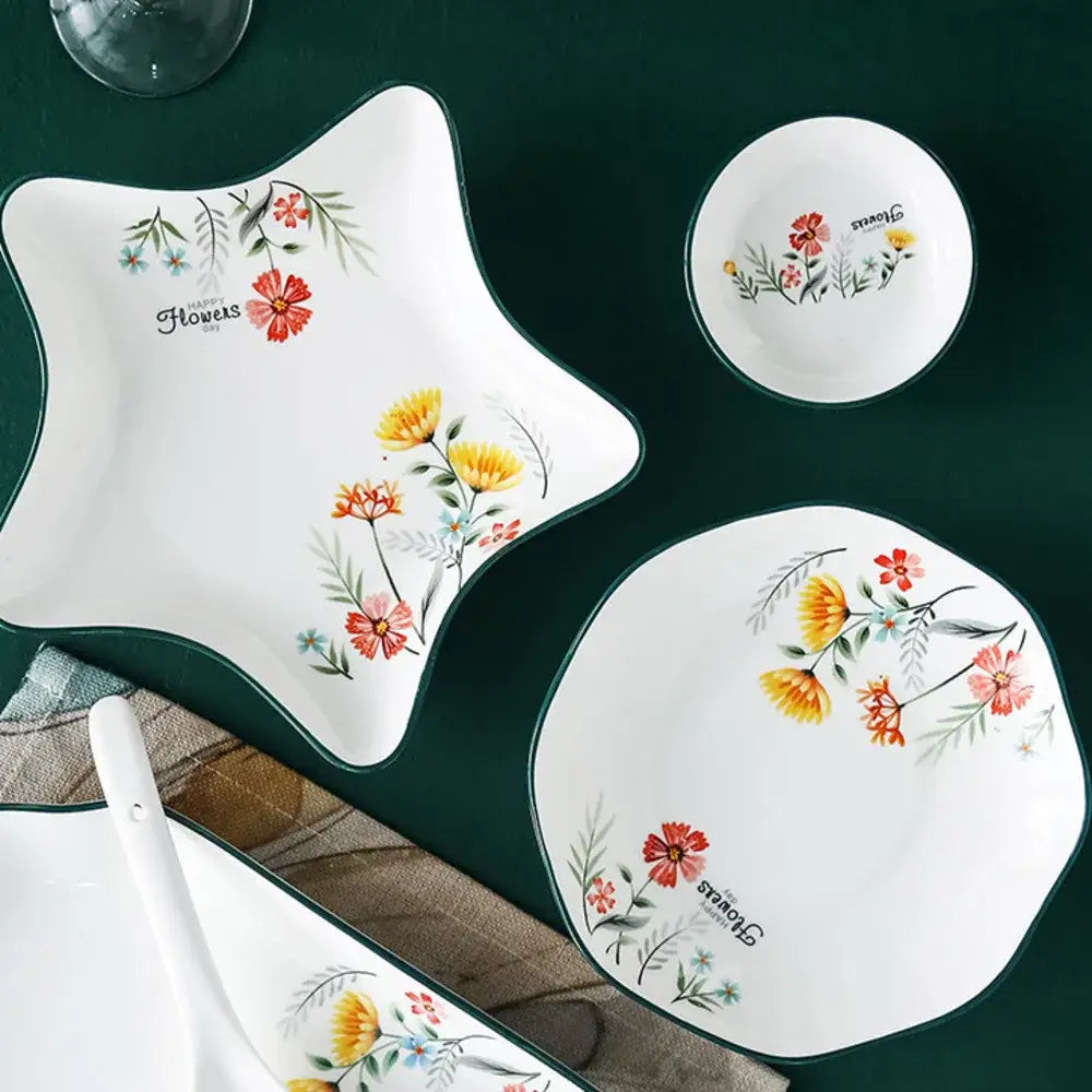 DecorBites™ Bone China Rice Noodles Bowl and Dinner Plate Set