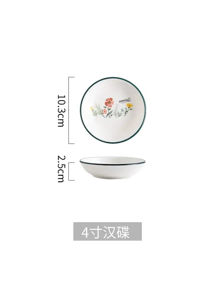 DecorBites™ Bone China Rice Noodles Bowl and Dinner Plate Set